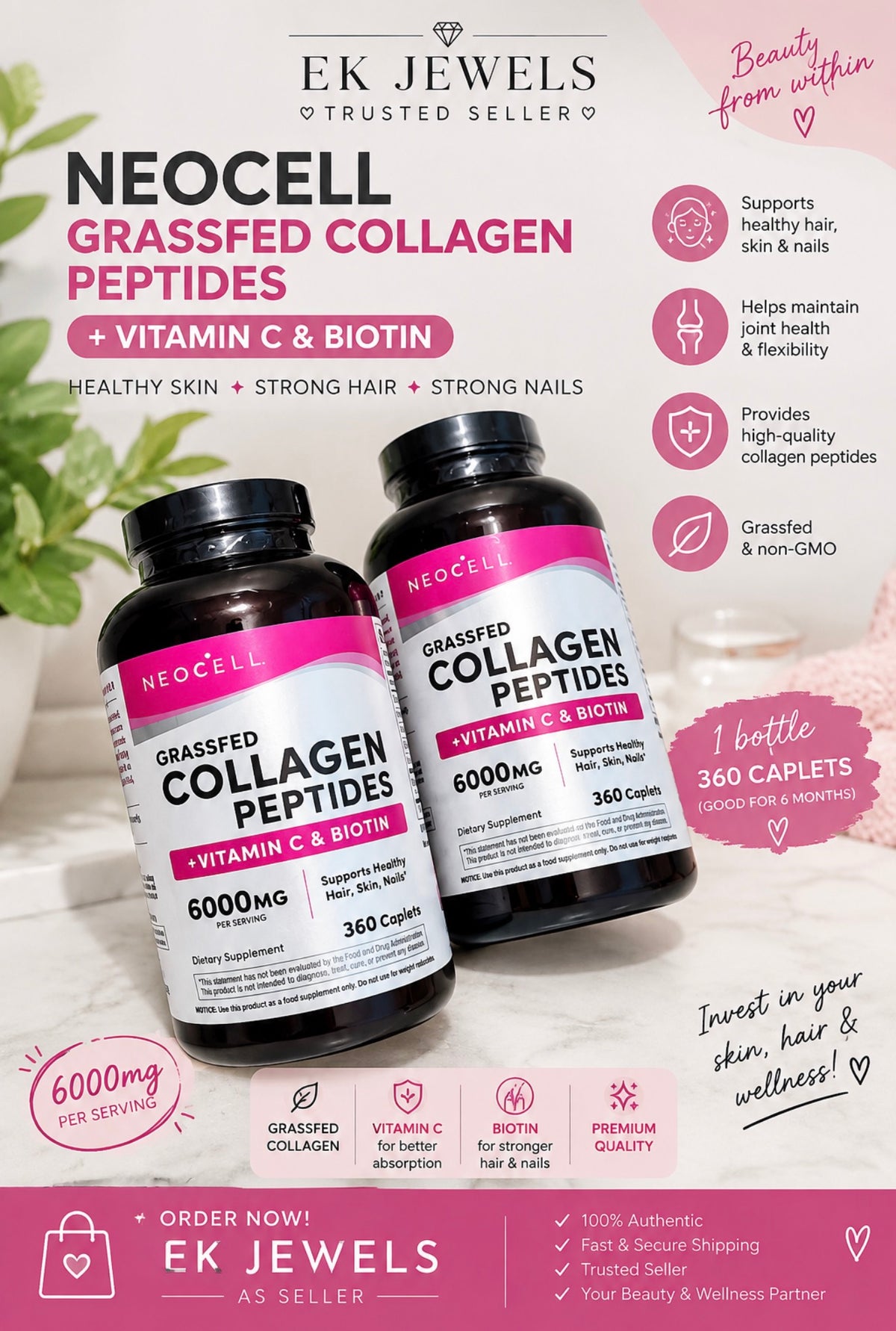 Neocell Supercollagen Grassfed 360 tabs expiry 2028