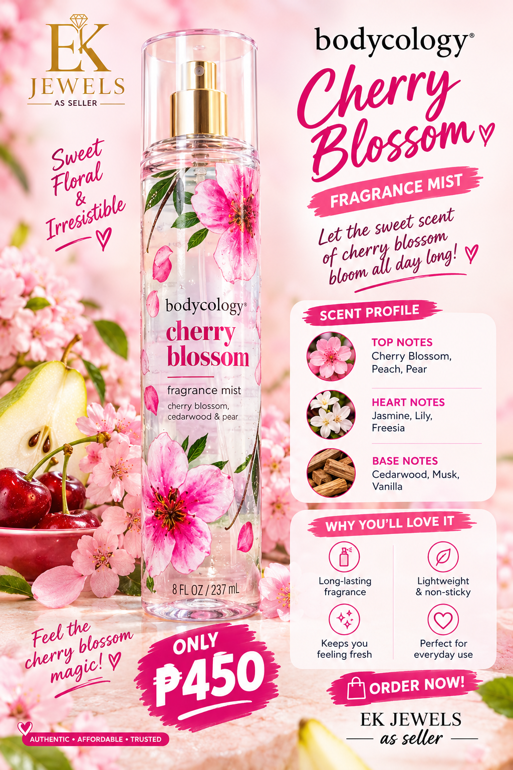 Bodycology Cherry Blossom Bodymist 237ml Main image